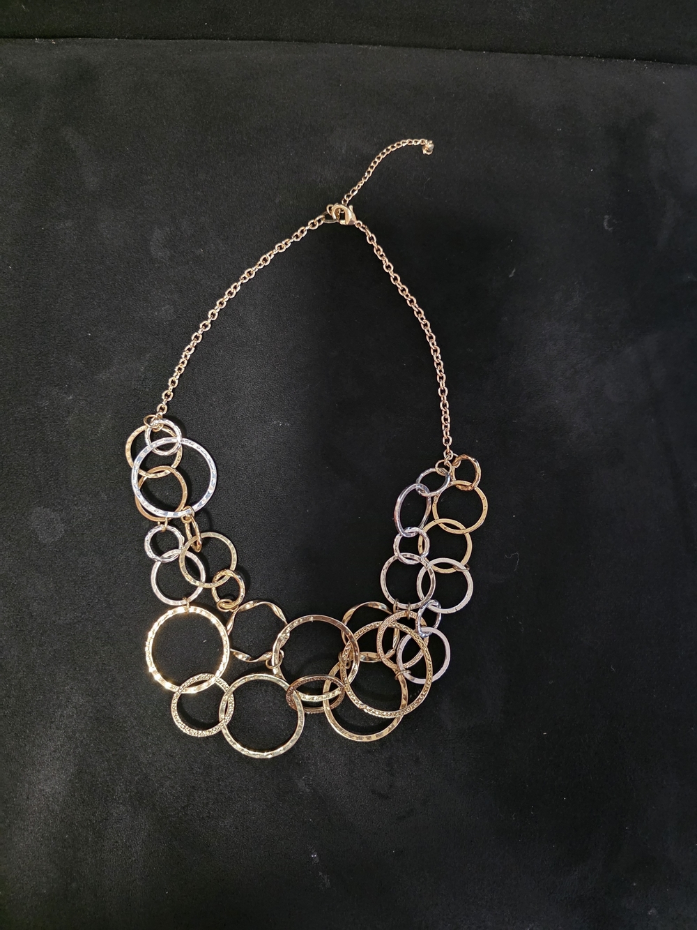 Gold Multi-Ring Statement Necklace -vintage Women Jewelry